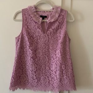 J. Crew High Neck Lace Top in Lavender